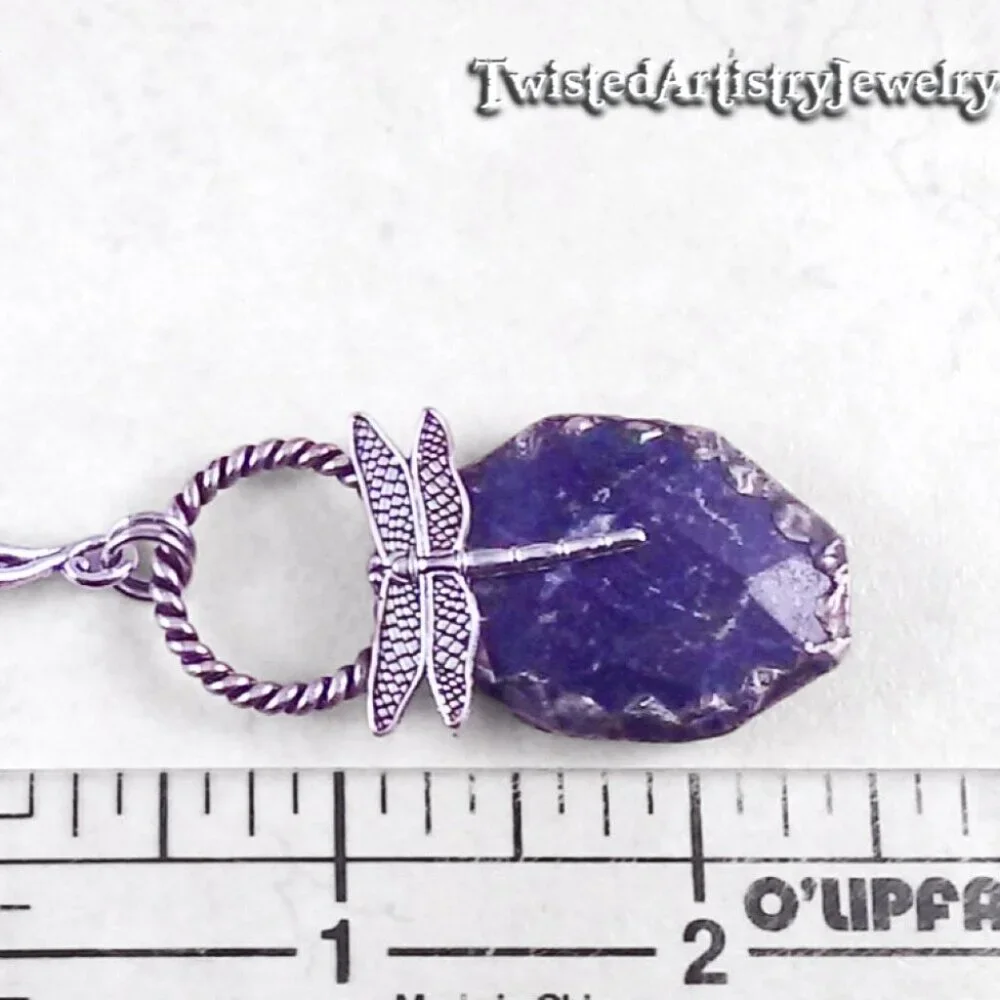 Dragonfly and Lapis Lazuli Pendant Necklace - Picture 4 of 5